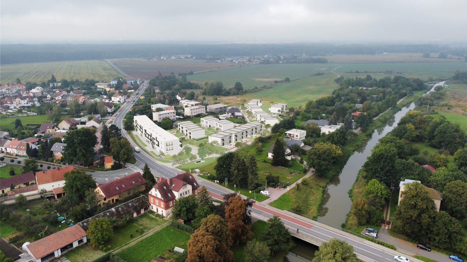 východní pohled - šedá střecha